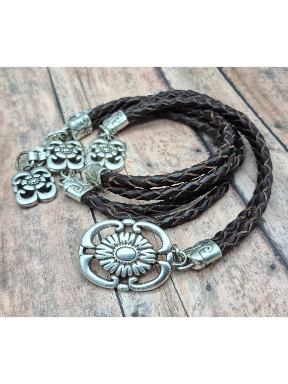 VTG Brighton Brown Braided Belt 32" to 37" Long Ornate Floral Western Boho